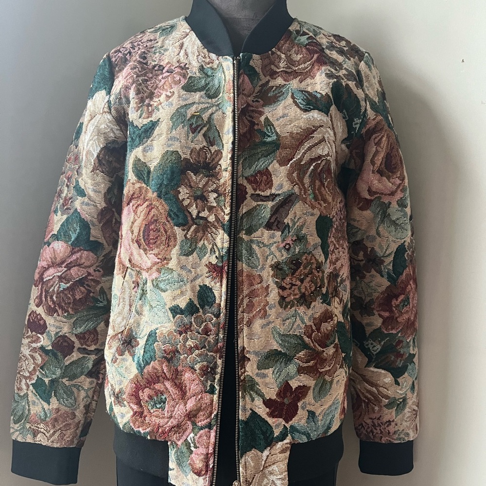 Tapestry Floral Bomber Jacket